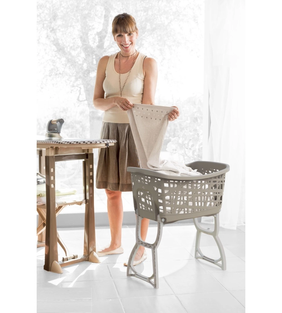 CESTO BIANCHERIA BAMA "STAND UP" CON GAMBE RECLINABILI, 41 LT