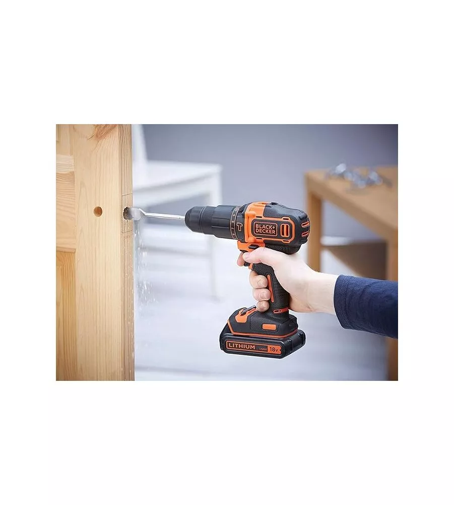 KIT VALIGETTA TRAPANO AVVITATORE A BATTERIA BLACK+DECKER "BDCDC18K-QW" 18V 1,5AH