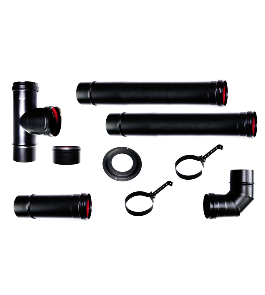 KIT SCARICO FUMI PER STUFE A PELLET IN ACCIAIO SMALTATO, DIAMETRO 80 MM