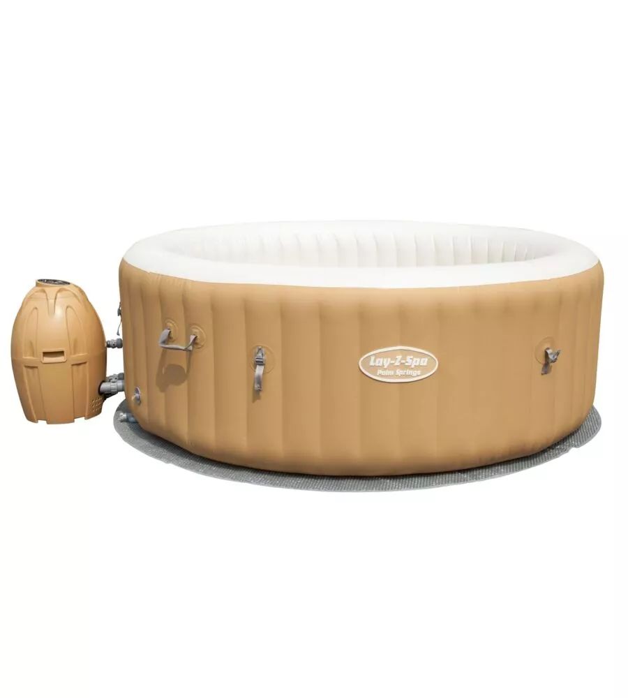PISCINA IDROMASSAGGIO GONFIABILE BESTWAY "LAY-Z-SPA PALM SPRING" 4/6 PERSONE 196X196X71 CM CON COPERTURA, 2 CARTUCCE, DVD, MANOMETRO PRESSIONE E FLOTTATORE CHIMICO  - COD. 60017