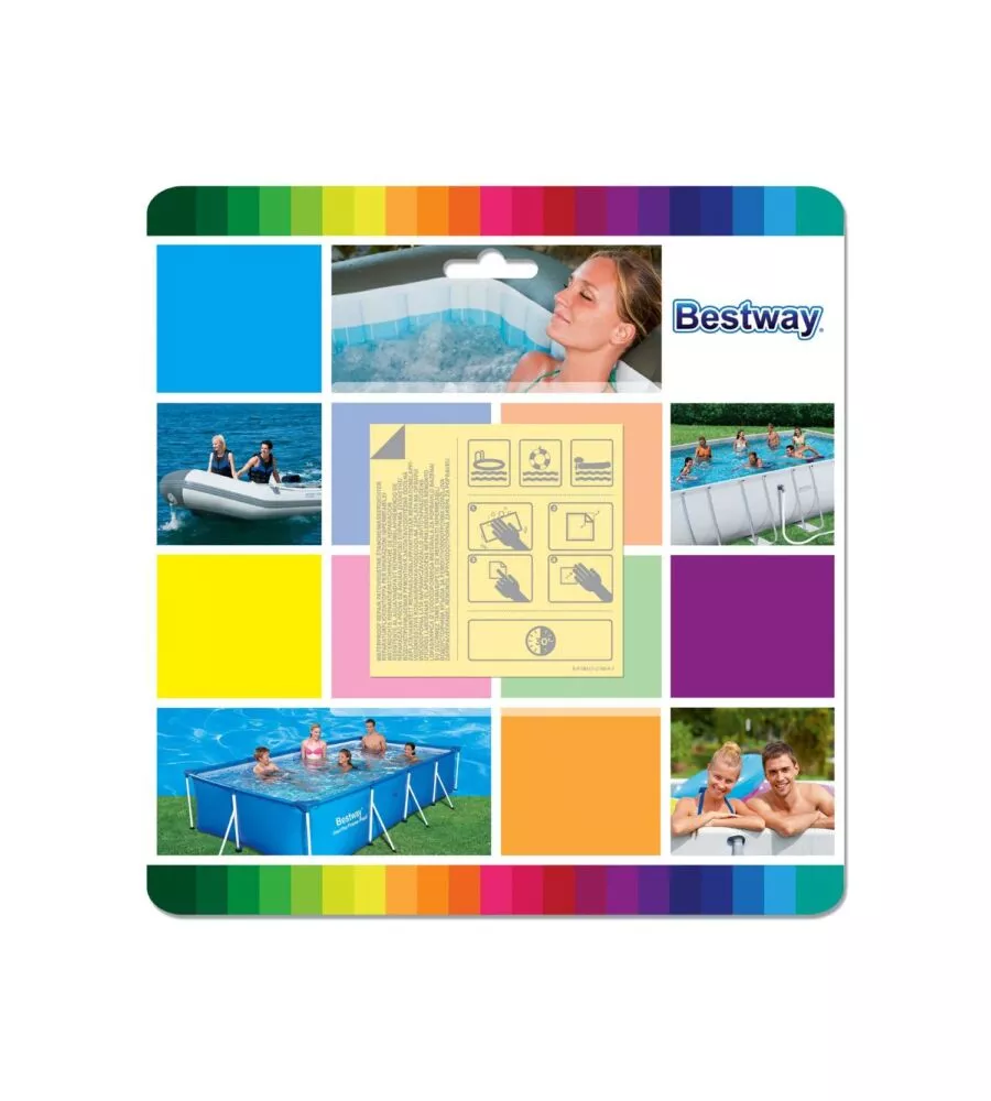 10 PEZZI TOPPA DI RIPARAZIONE SUBACQUEA PER PISCINA FUORI TERRA BESTWAY 6,5X6,5 CM - COD. 62091