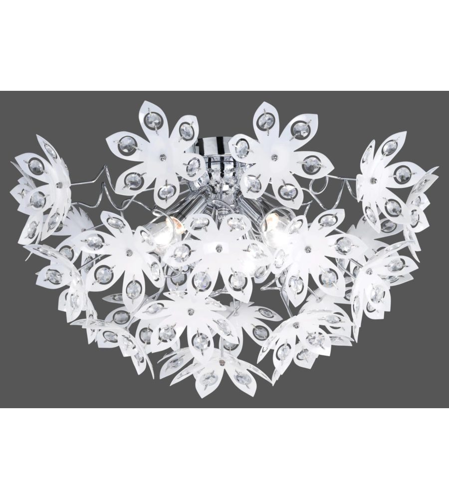 PLAFONIERA "BLOWBALL" CON FIORI TRASPARENTI Ø 55 CM
