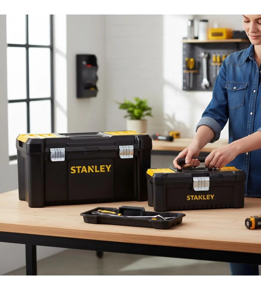 Set di 2 cassette porta utensili Stanley "Essential" 19" e 12"