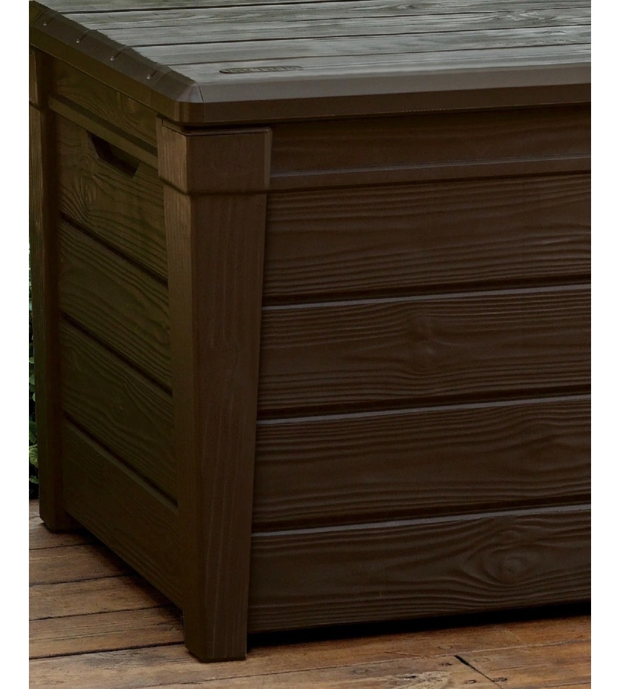 BAULE DA ESTERNO KETER "BRIGHTWOOD" IN RESINA MARRONE EFFETTO LEGNO 454 LT 145X69,7X60,3 CM