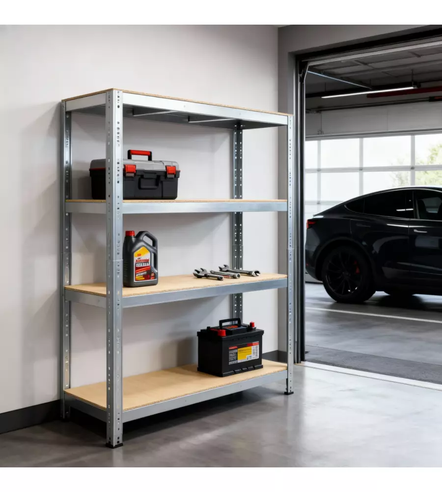 SCAFFALE IN METALLO IN KIT GRIMA "JOKER" 4 RIPIANI IN LEGNO, 160X60X180 CM