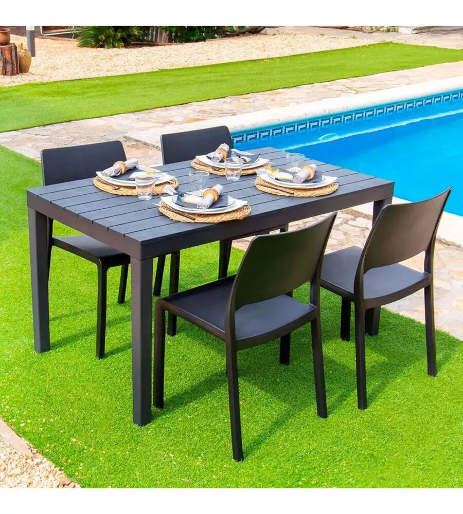 TAVOLO DA ESTERNO "SUMATRA" IN POLIPROPILENE ANTRACITE 138X78X72H CM