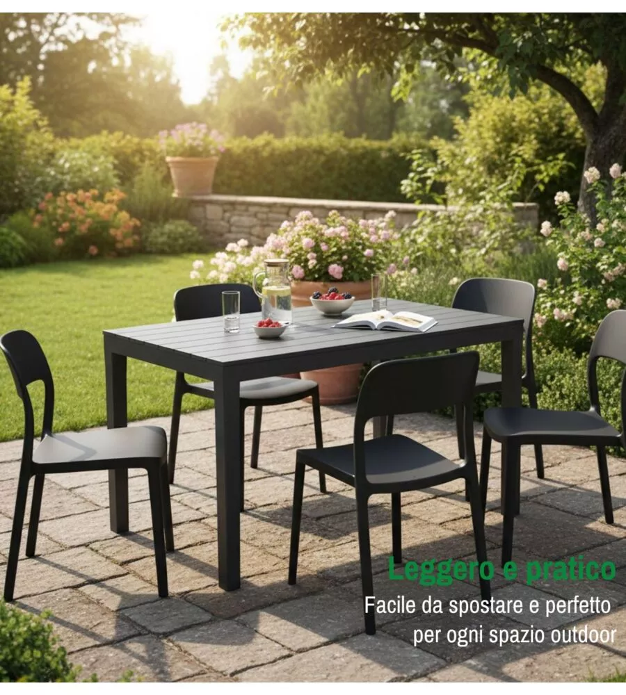TAVOLO DA ESTERNO "SUMATRA" IN POLIPROPILENE ANTRACITE 138X78X72H CM