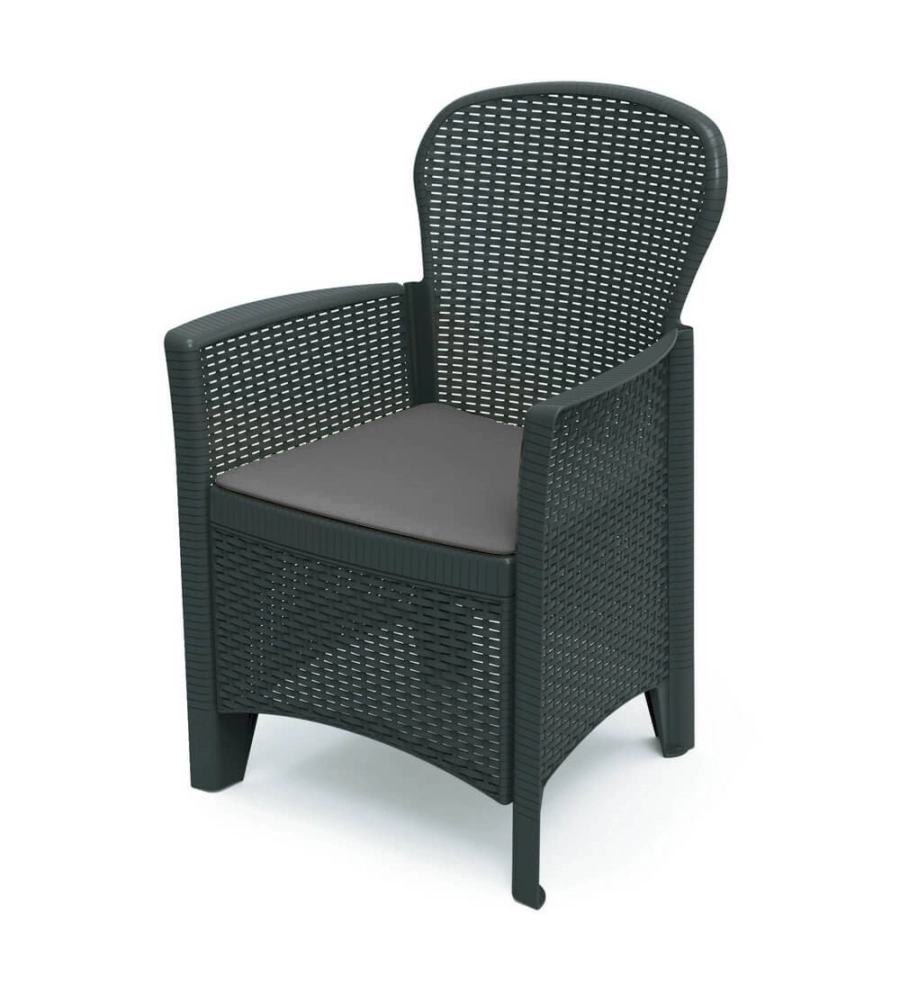 POLTRONA DA ESTERNO "FOLIA" IN POLIPROPILENE CON CUSCINO ANTRACITE 59X57X85,5 CM