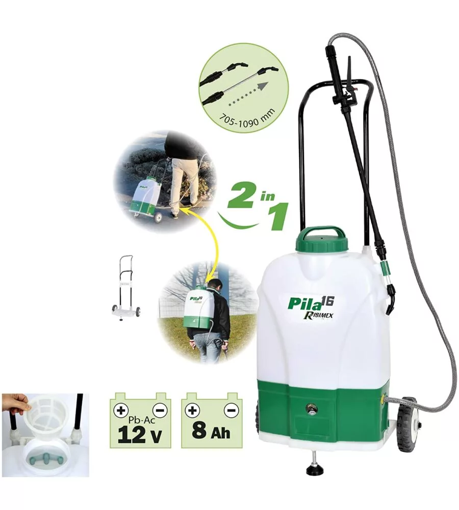 NEBULIZZATORE RIBIMEX ELETTRICO A BATTERIA CON RUOTE 16 LITRI "PILA 16".