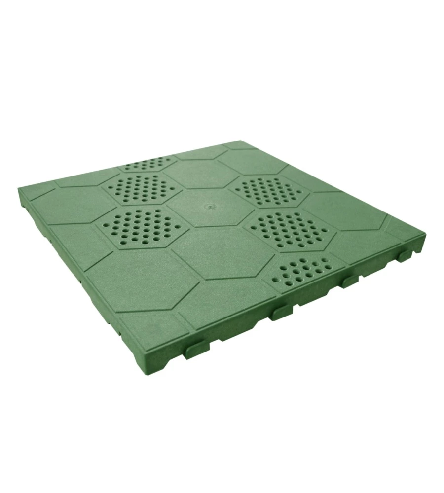 PIASTRELLA DA ESTERNO AUTOBLOCCANTE IN POLIPROPILENE COLORE VERDE A NIDO D'APE 400x400x25 MM