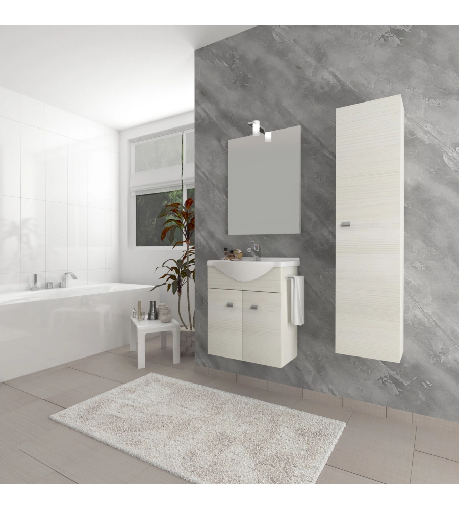MOBILE BAGNO SOSPESO "ZAFFIRO" ROVERE BIANCO, 53,5X30X65 CM