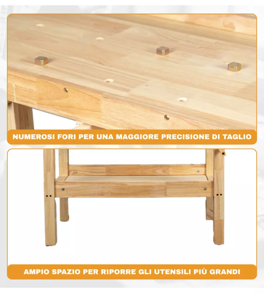 BANCO DA LAVORO EASY SYSTEM IN LEGNO DI QUERCIA 148X61x86CM