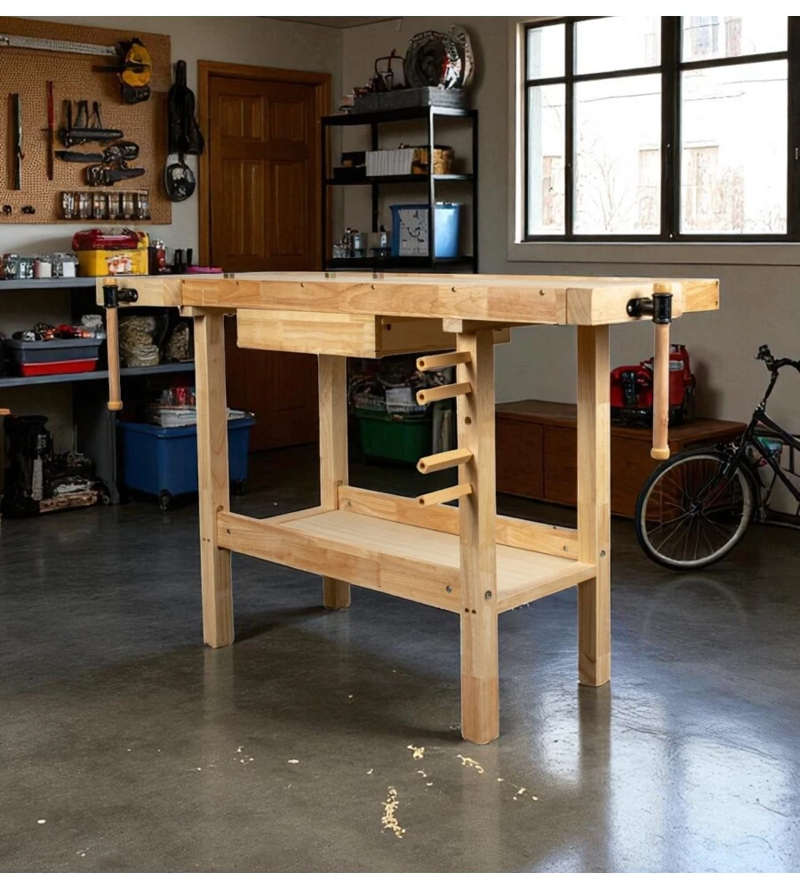 BANCO DA LAVORO EASY SYSTEM IN LEGNO DI QUERCIA 148X61x86CM