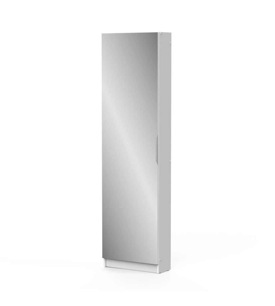 ARMADIO SCARPIERA BIANCO CON ANTA A SPECCHIO, 50X20X180 CM