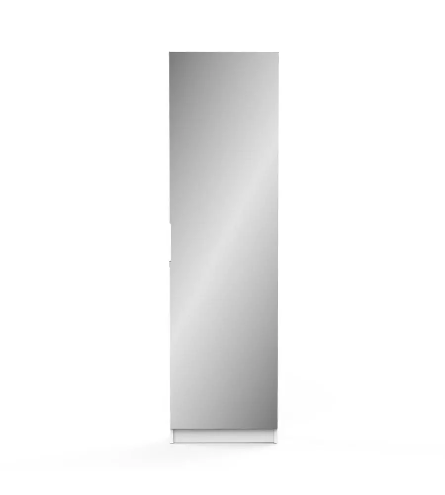 ARMADIO SCARPIERA BIANCO CON ANTA A SPECCHIO, 50X20X180 CM