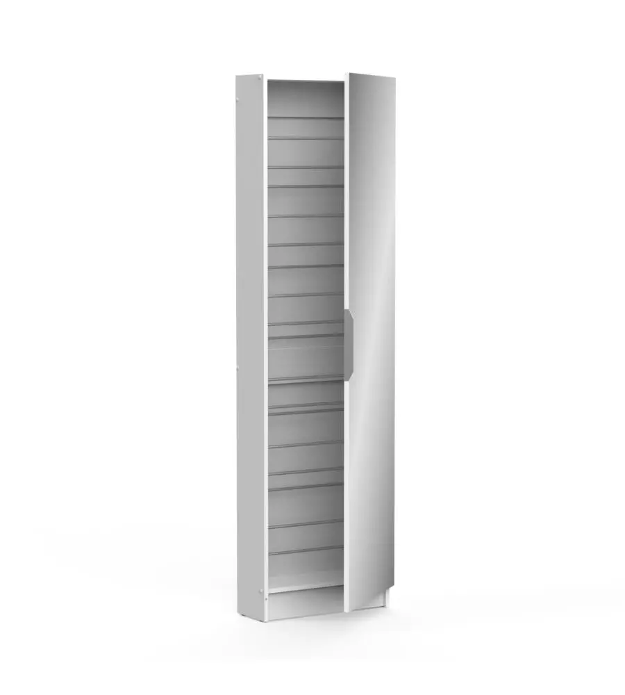 ARMADIO SCARPIERA BIANCO CON ANTA A SPECCHIO, 50X20X180 CM