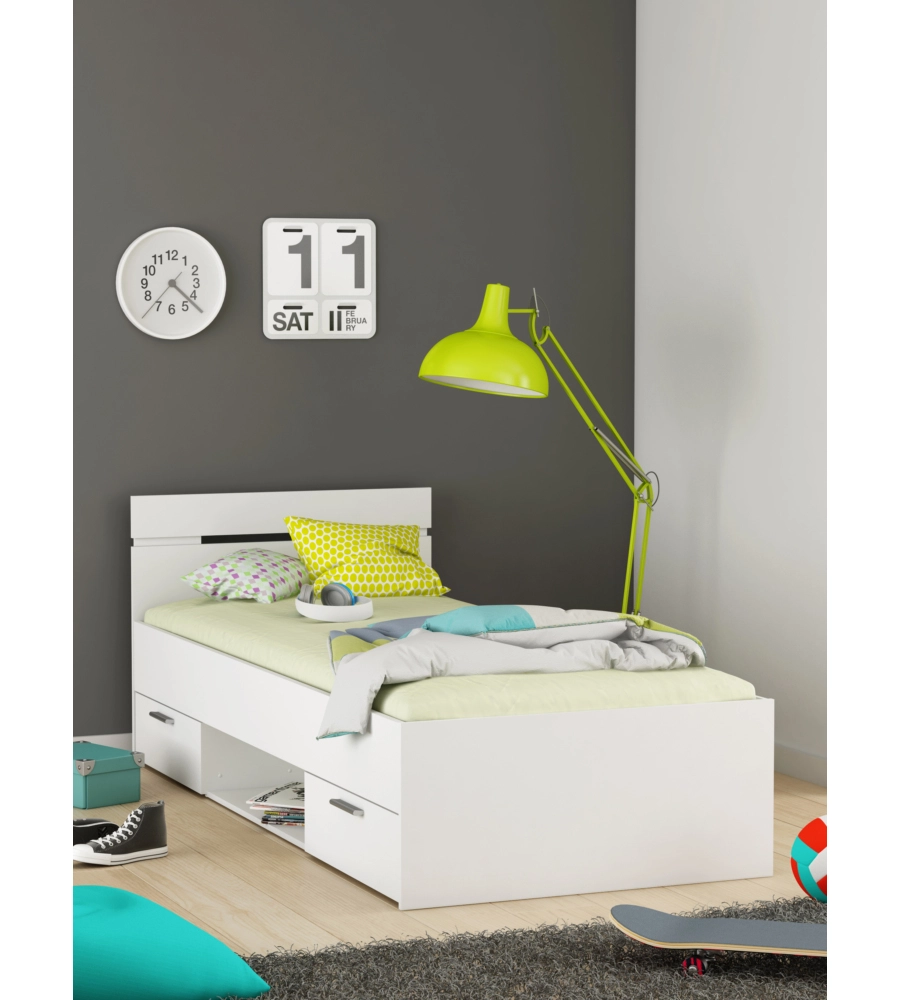 LETTO SINGOLO "MICHIGAN" BIANCO 90X200 CM