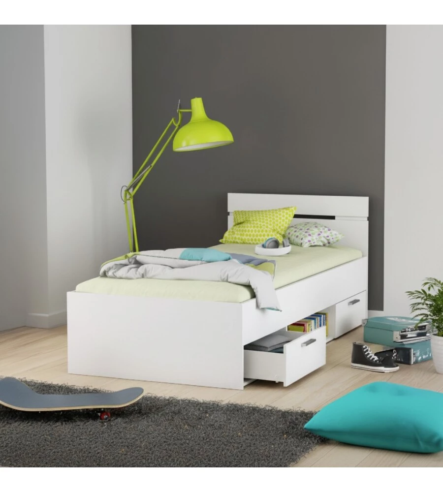 Letto singolo "Michigan" bianco 90x200 cm