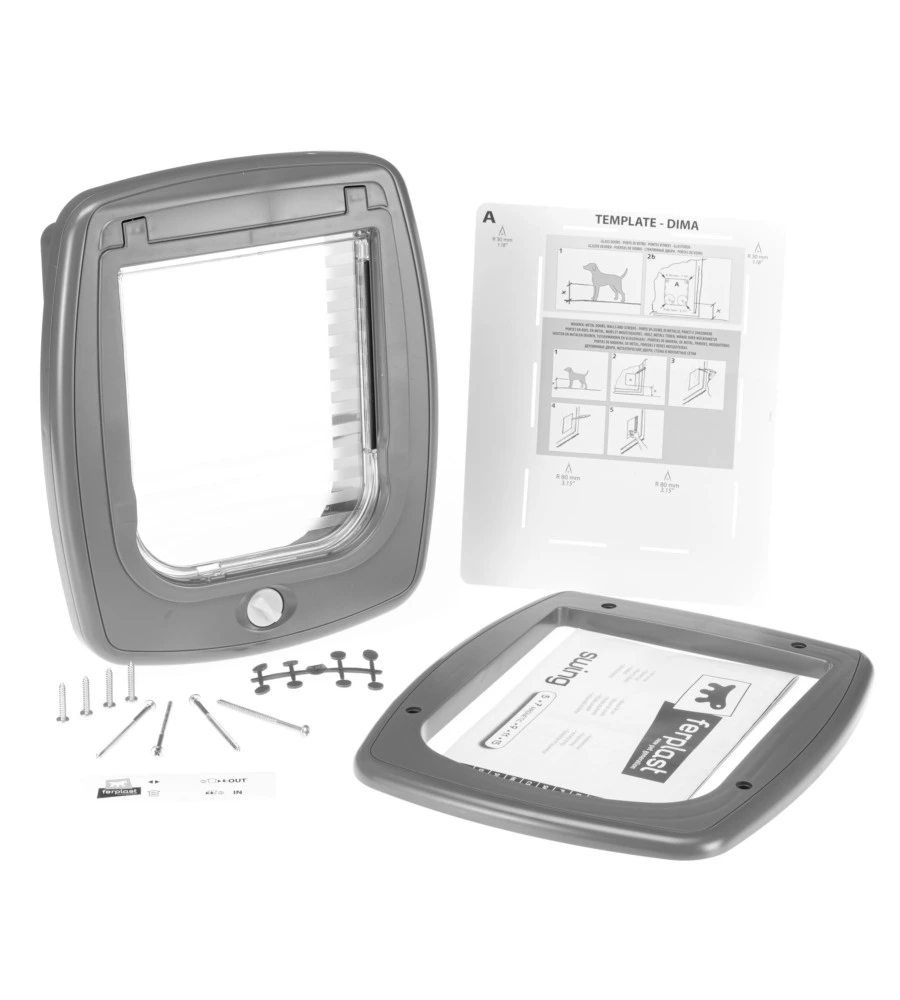 PORTINA PER GRANDI GATTI E PICCOLI CANI FERPLAST "SWING 9" CON CHIUSURA 4 VIE, PROTEZIONE ARIA, CHIUSURA AMMORTIZZATA IN PLASTICA MARRONE 26,2X10,2X31,2 CM