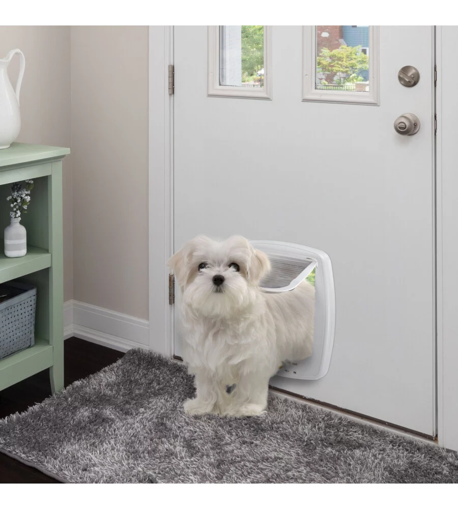 PORTINA PER GRANDI GATTI E PICCOLI CANI FERPLAST "SWING 9" CON CHIUSURA 4 VIE, PROTEZIONE ARIA, CHIUSURA AMMORTIZZATA IN PLASTICA BIANCO 26,2X10,2X31,2 CM