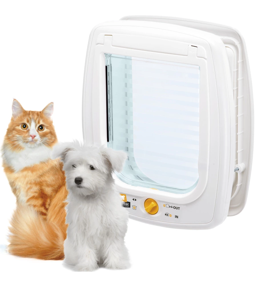 PORTINA PER GRANDI GATTI E PICCOLI CANI FERPLAST "SWING 9" CON CHIUSURA 4 VIE, PROTEZIONE ARIA, CHIUSURA AMMORTIZZATA IN PLASTICA BIANCO 26,2X10,2X31,2 CM