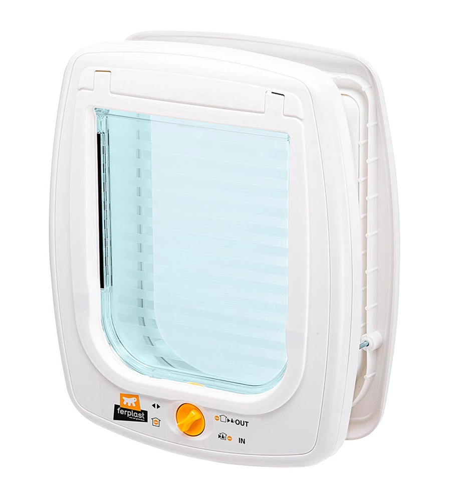 PORTINA PER GRANDI GATTI E PICCOLI CANI FERPLAST "SWING 9" CON CHIUSURA 4 VIE, PROTEZIONE ARIA, CHIUSURA AMMORTIZZATA IN PLASTICA BIANCO 26,2X10,2X31,2 CM