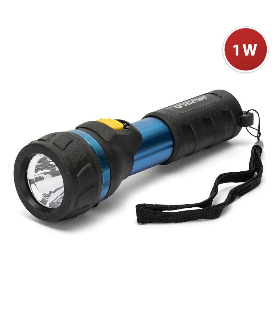 TORCIA LED IN ALLUMINIO E GOMMA, 70 LUMEN, 1W 2AA