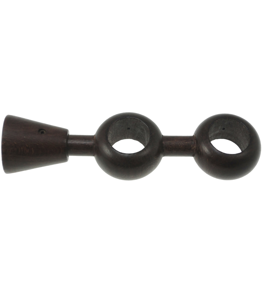 SUPPORTO REGOLABILE PER DOPPIO BASTONE Ø28MM CON VITI E TASSELLI - COLORE NOCE.