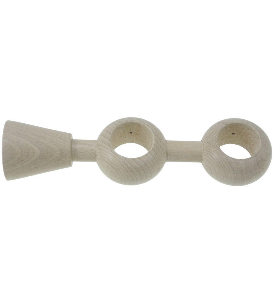 SUPPORTO REGOLABILE PER DOPPIO BASTONE Ø28MM CON VITI E TASSELLI - COLORE TEAK.