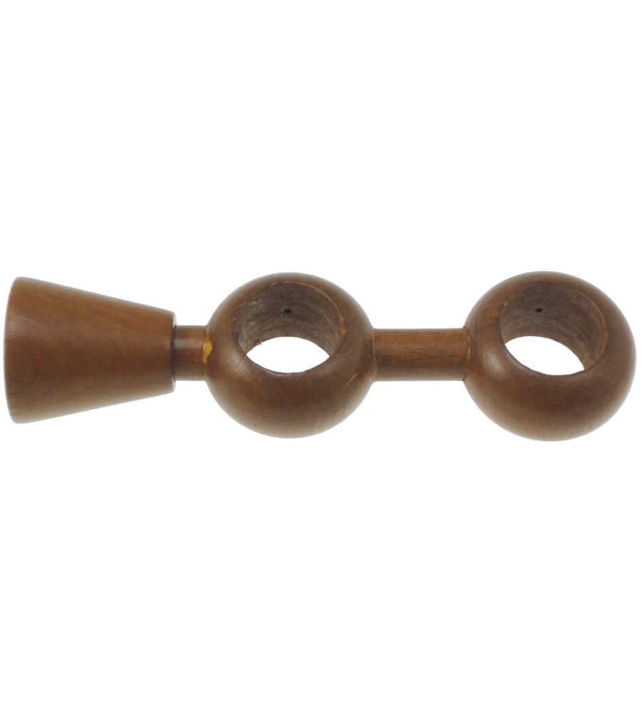 SUPPORTO REGOLABILE PER DOPPIO BASTONE Ø28MM CON VITI E TASSELLI - COLORE TEAK.