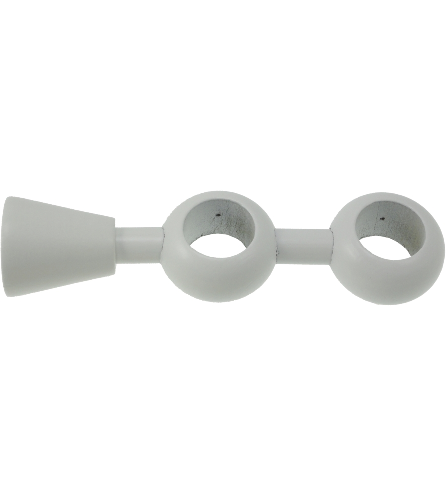 SUPPORTO REGOLABILE PER DOPPIO BASTONE Ø28MM CON VITI E TASSELLI  LACCATO BIANCO.