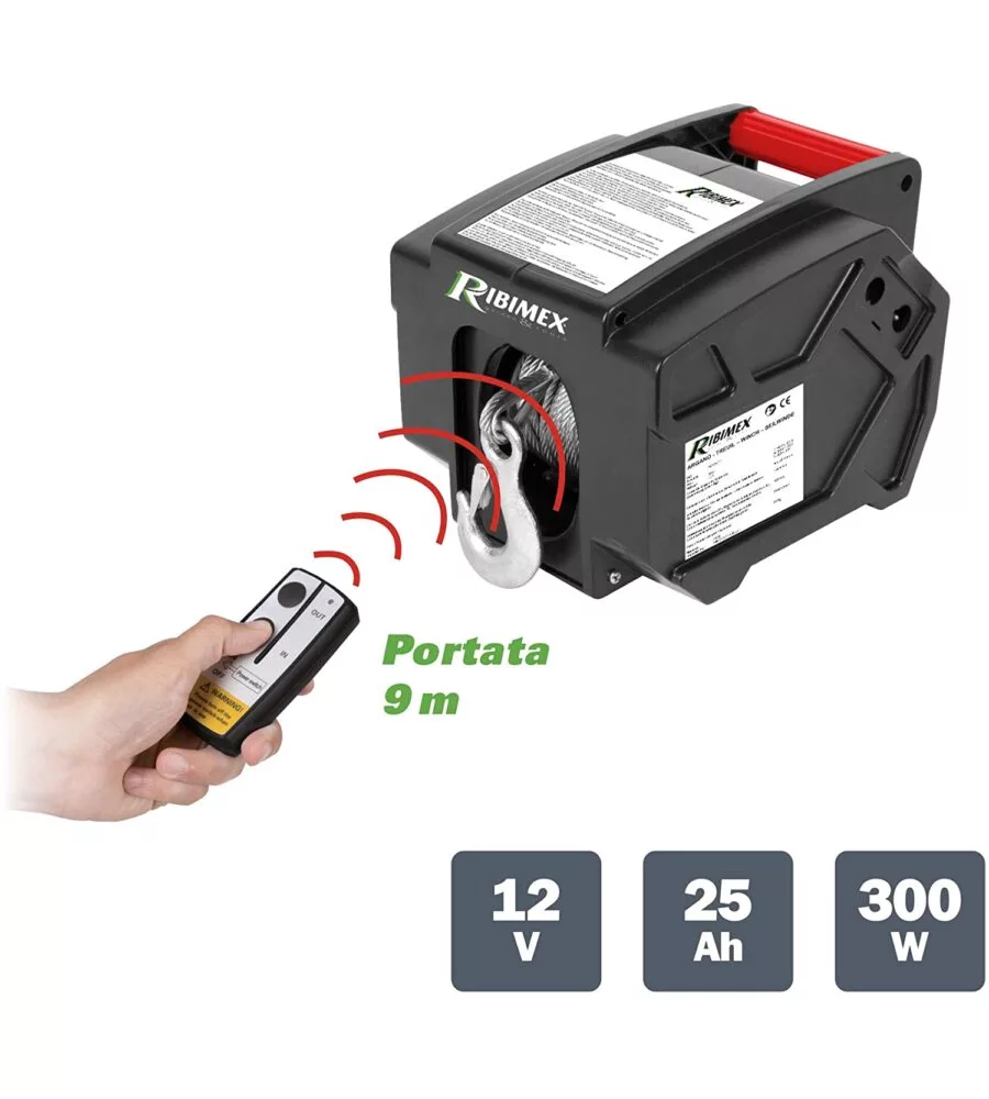 VERRICELLO ELETTRICO TELECOMANDATO PORTATA 5000 KG, 300 WATT - RIBIMEX.