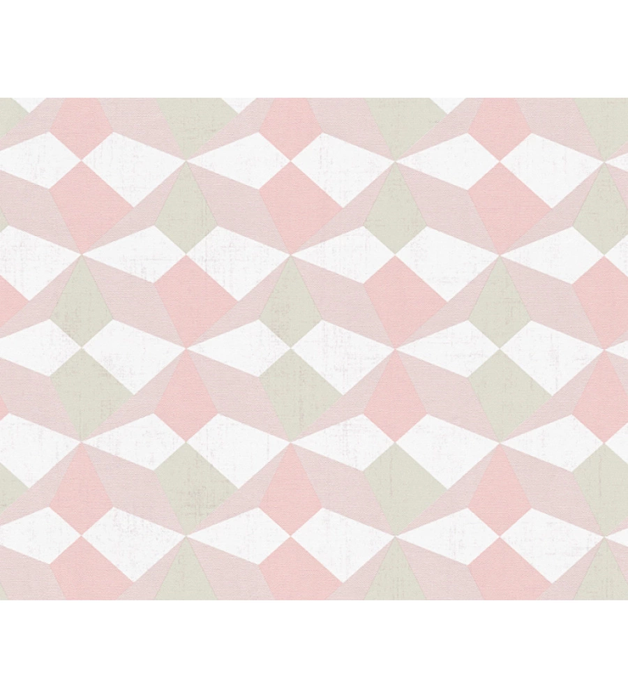 CARTA DA PARATI PARATO TNT ROMBI 3D ROSA