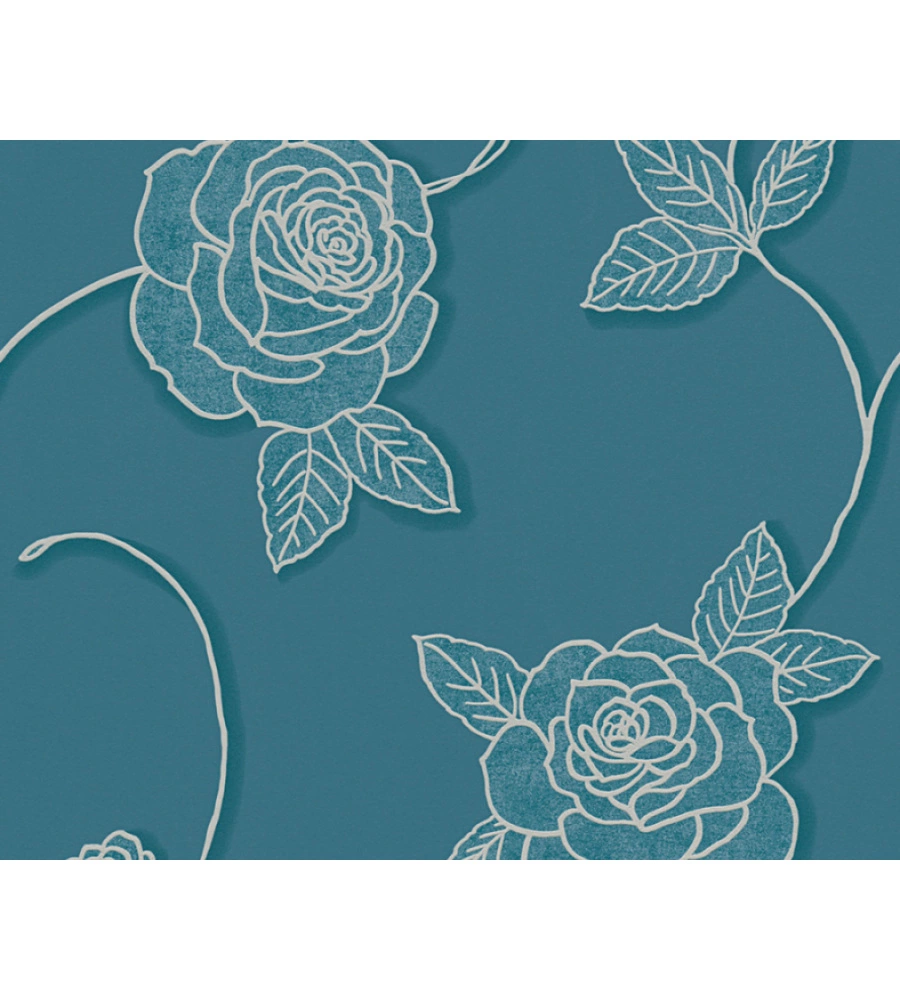 CARTA DA PARATI PARATO ESPANSO TNT FIORE FLOCK BLU