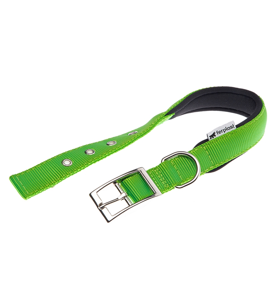 COLLARE IN NYLON MODELLO C25/45 IMBOTTITO PER CANE E COLORE VERDE.