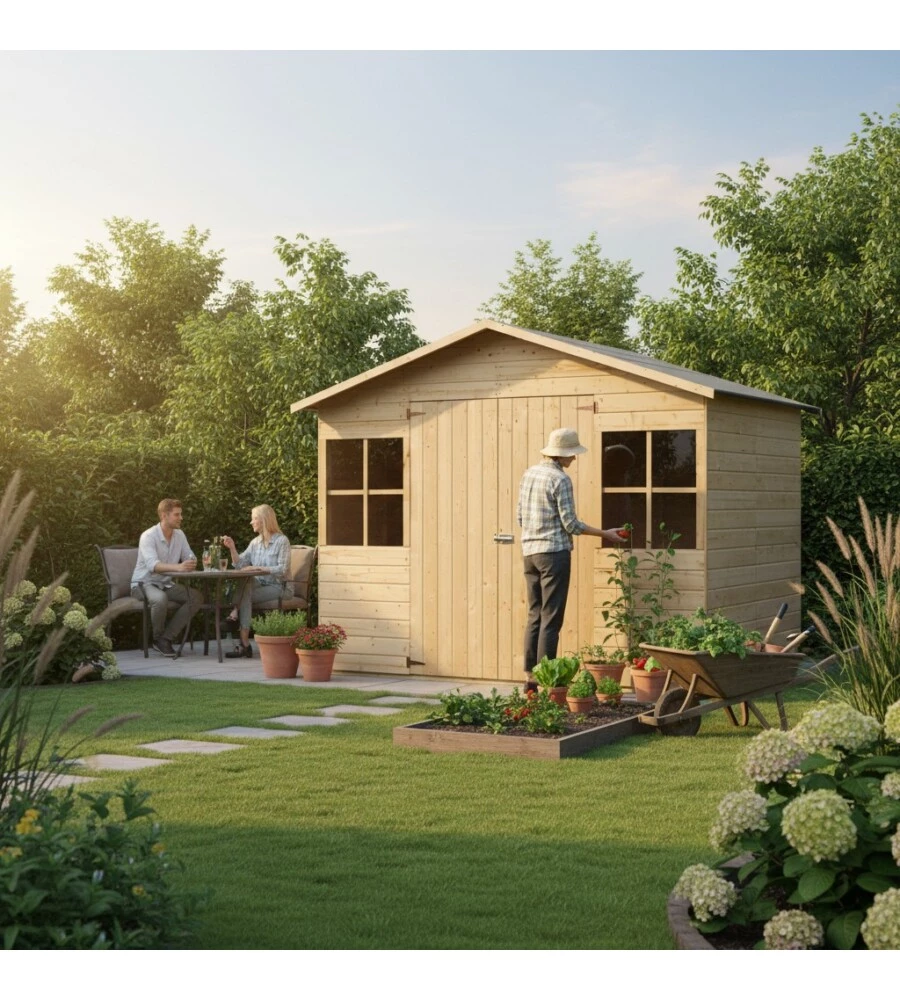 CASETTA IN LEGNO DA GIARDINO DECOR ET JARDIN "LOPUN" IN ABETE BIANCO NORDICO 289X202X210 CM