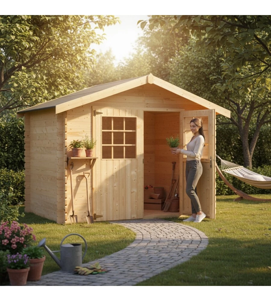 CASETTA IN LEGNO DA GIARDINO DECOR ET JARDIN "FLODOVA" IN ABETE BIANCO NORDICO 317X213X232 CM