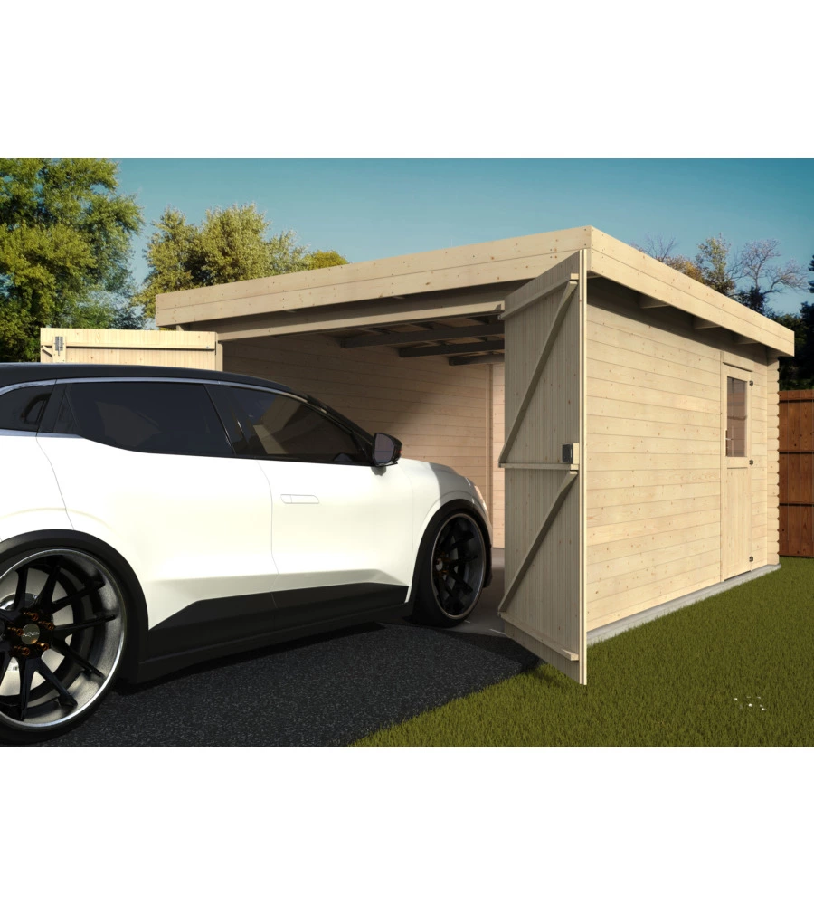 GARAGE IN LEGNO DA GIARDINO DECOR ET JARDIN "GALAN" IN ABETE BIANCO NORDICO 349X481X225 CM