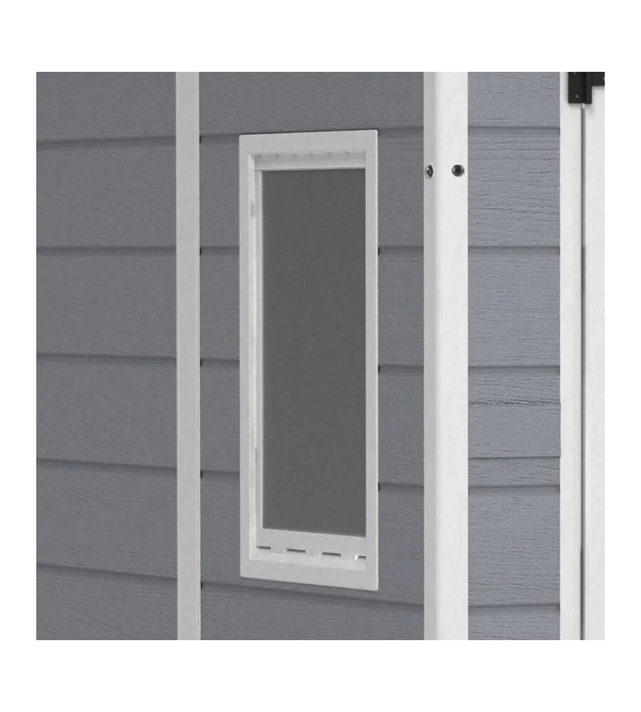 CASETTA DA GIARDINO KETER "MANOR 6x5" IN RESINA COLORE GRIGIO CON PORTA BATTENTE DOPPIA 185X152X226 CM