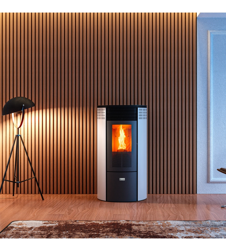 STUFA A PELLET CANALIZZATA CANADIAN STOVE "COLUMBIA 12C" BIANCO 8,7 KW