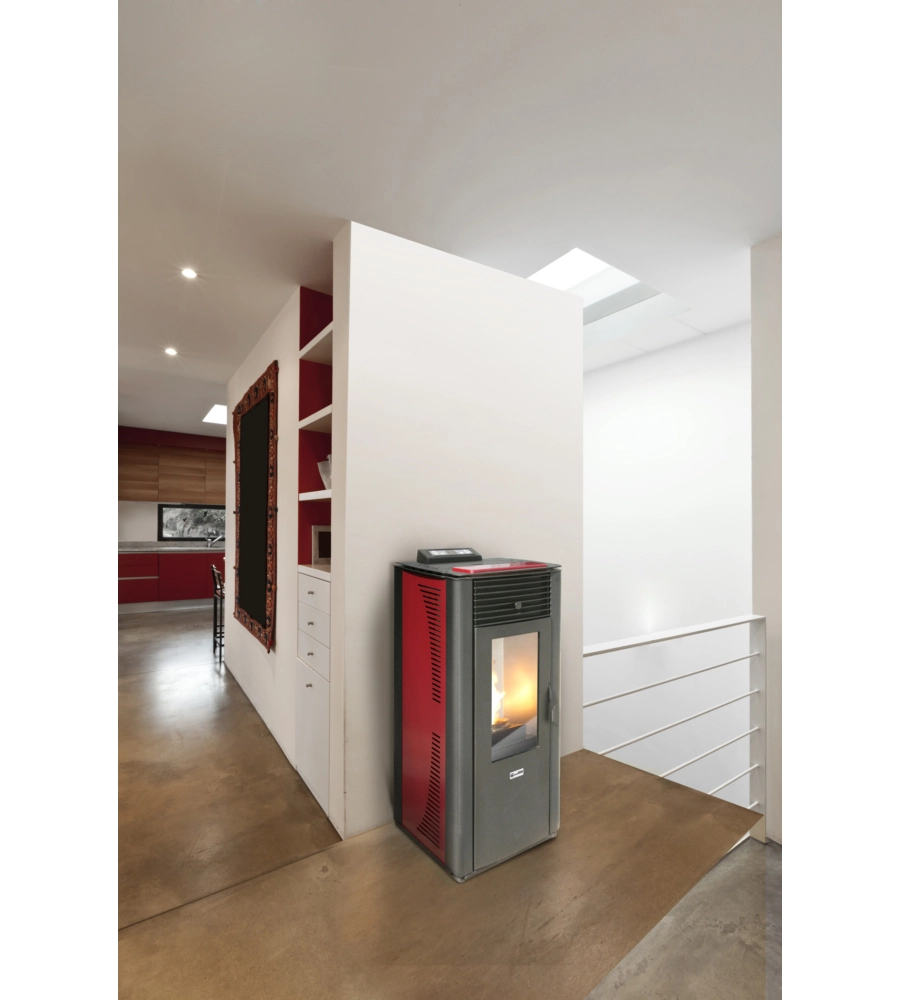 TERMOSTUFA A PELLET CANADIAN STOVE "IDRO 14" BORDEAUX 13,8 KW