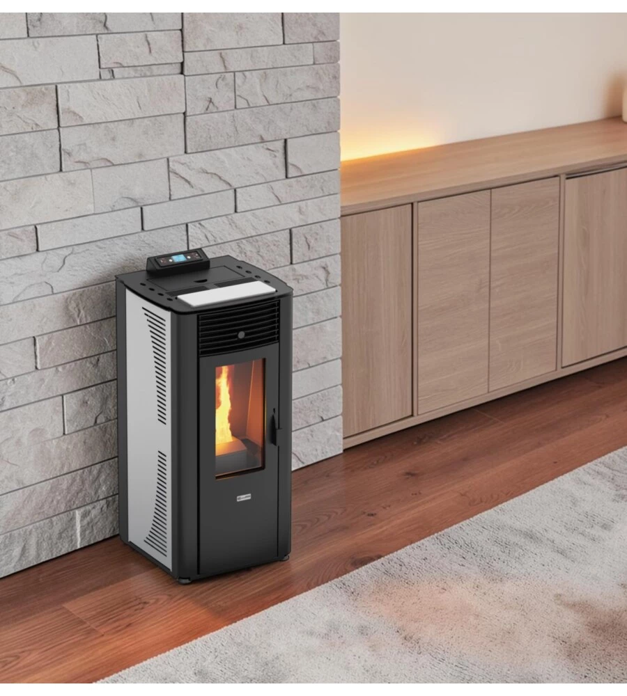 Termostufa a pellet Canadian Stove "Idro 14" bianco 13,8 kW