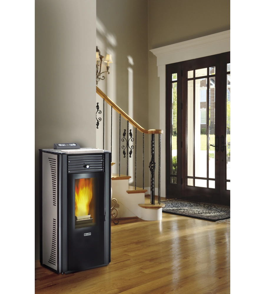 TERMOSTUFA A PELLET CANADIAN STOVE "IDRO 14" GRIGIO PUNTINATO 13,8 KW