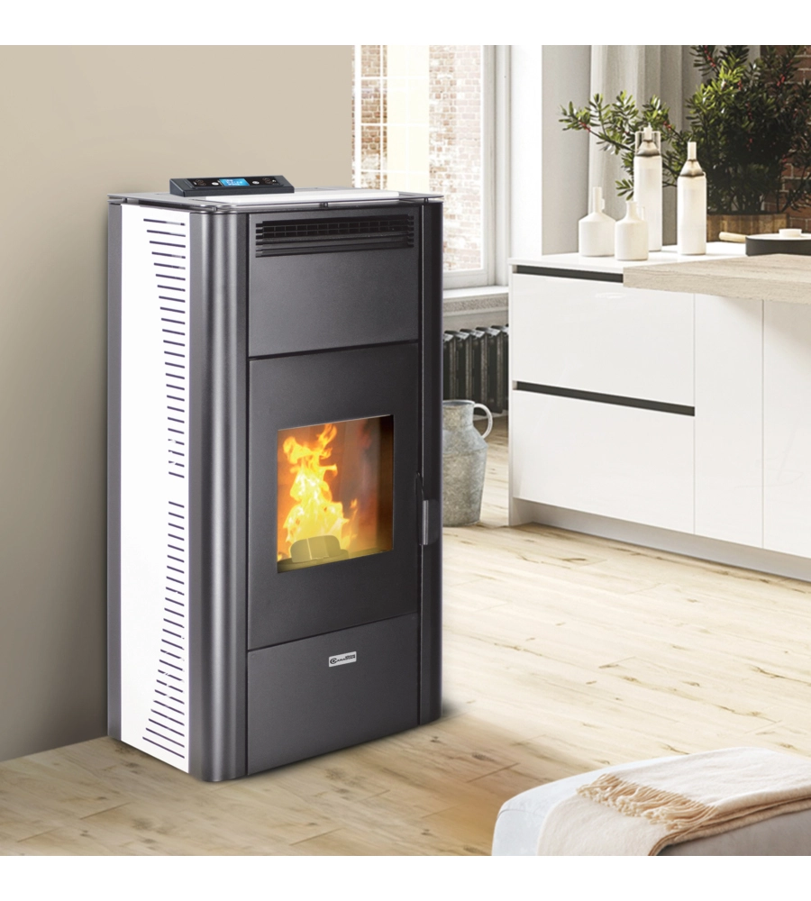 TERMOSTUFA A PELLET CANADIAN STOVE "IDRO CERAMIC 20" BIANCO 18 KW