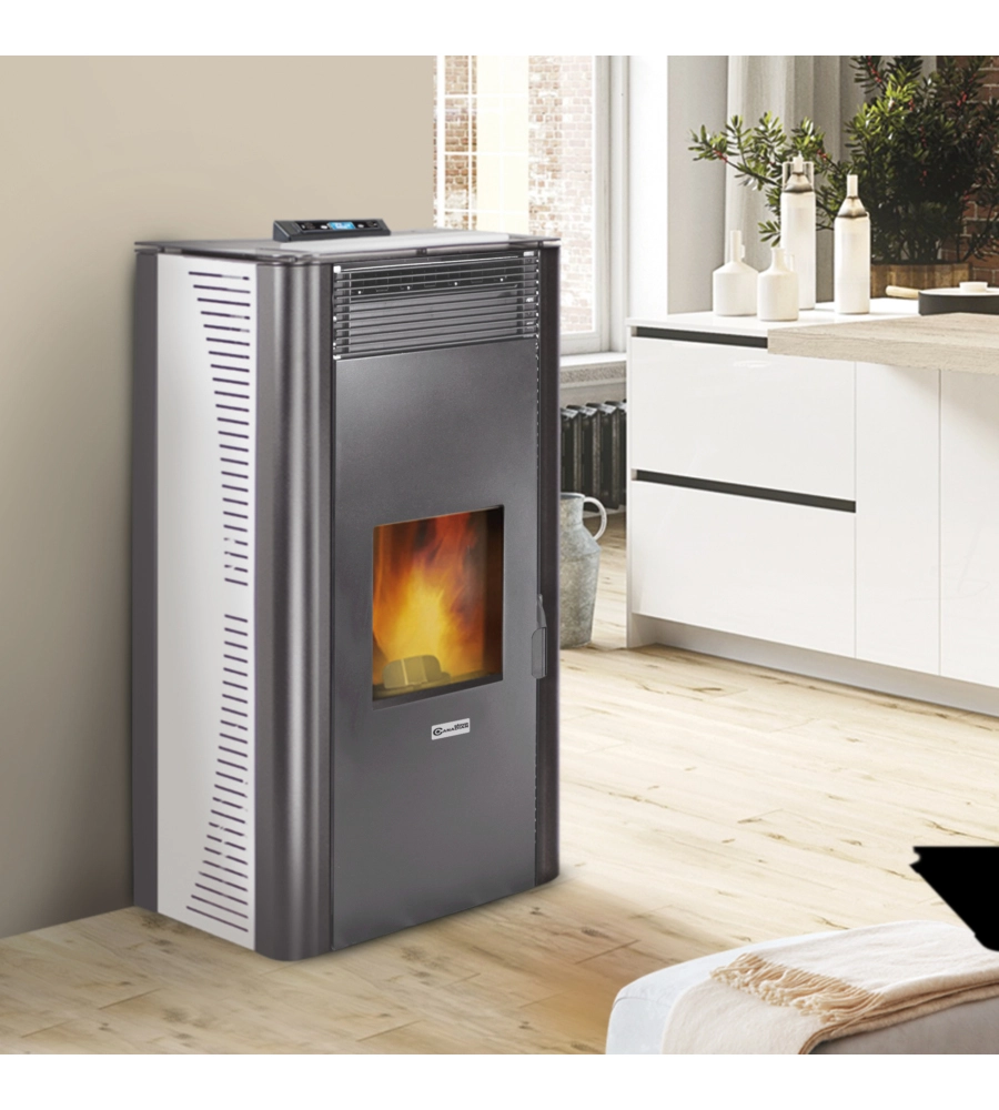 TERMOSTUFA A PELLET CANADIAN STOVE "IDRO CERAMIC 32" BIANCO 30,4 KW