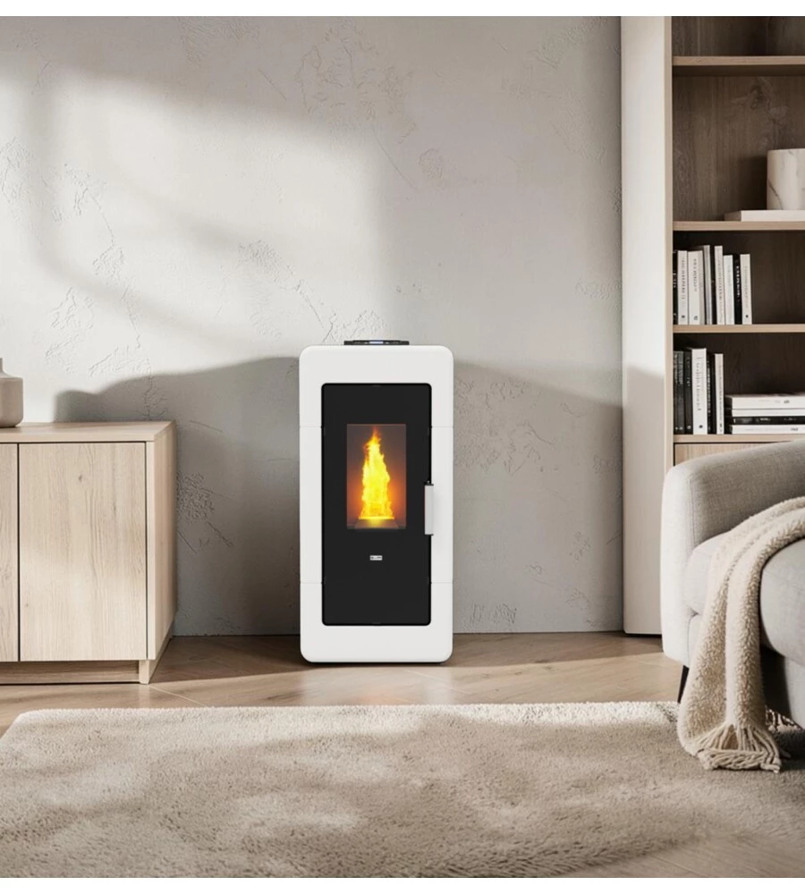 Termostufa a pellet Canadian Stove "Idro Ceramic 14" bianco 13,8 kW