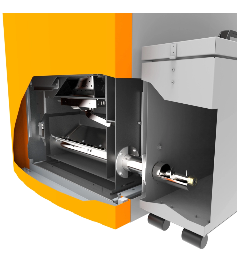 CALDAIA A PELLET CANADIAN STOVE "COMPATTA 16" CON BRUCIATORE AUTOPULENTE E COMPATTATORE CENERI 16 KW