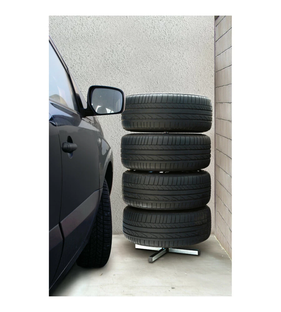 COLONNA PORTA CERCHI E PNEUMATICI PER AUTO LAMPA IN ACCIAIO - 15956