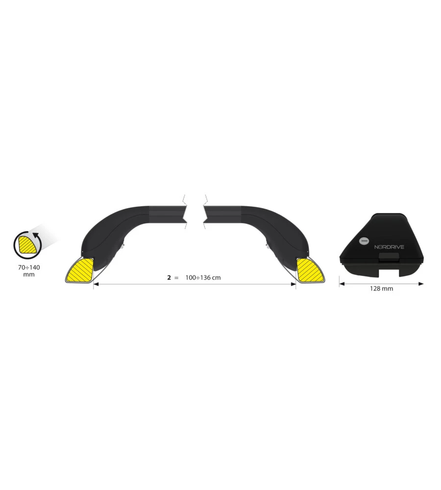 COPPIA BARRE PORTATUTTO SNAP-FIT STEEL TELESCOPICHE IN ACCIAIO - MIS. 2 - 100÷136 CM  N15012