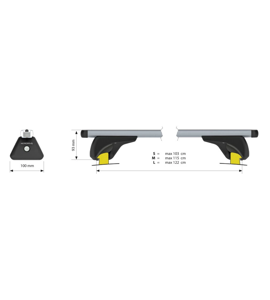 COPPIA BARRE PORTATUTTO IN ALLUMINIO NOWA - L - 127 CM  N15066